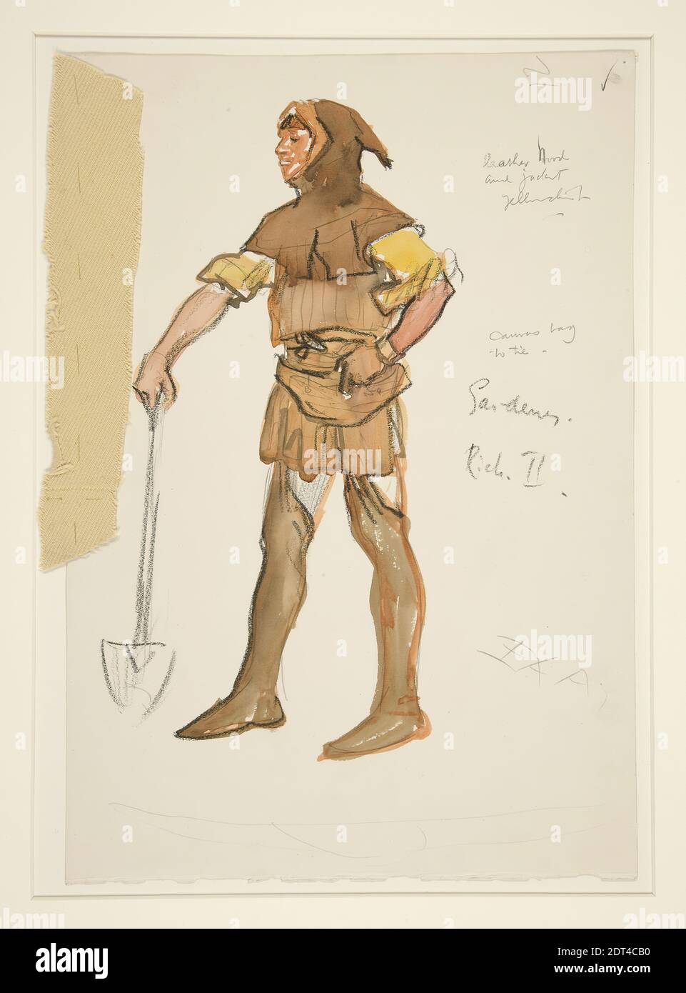 Artist: Edwin Austin Abbey, American, 1852–1911, M.A., 1897, Gardener, costume sketch for Henry Irving’s 1898 Planned Production of  Richard II, Graphite, charcoal, watercolor, with fabric, Wove, 36.5 × 25.5 cm (14 3/8 × 10 1/16 in.), Made in United States, American, 19th century, Works on Paper - Drawings and Watercolors Stock Photo