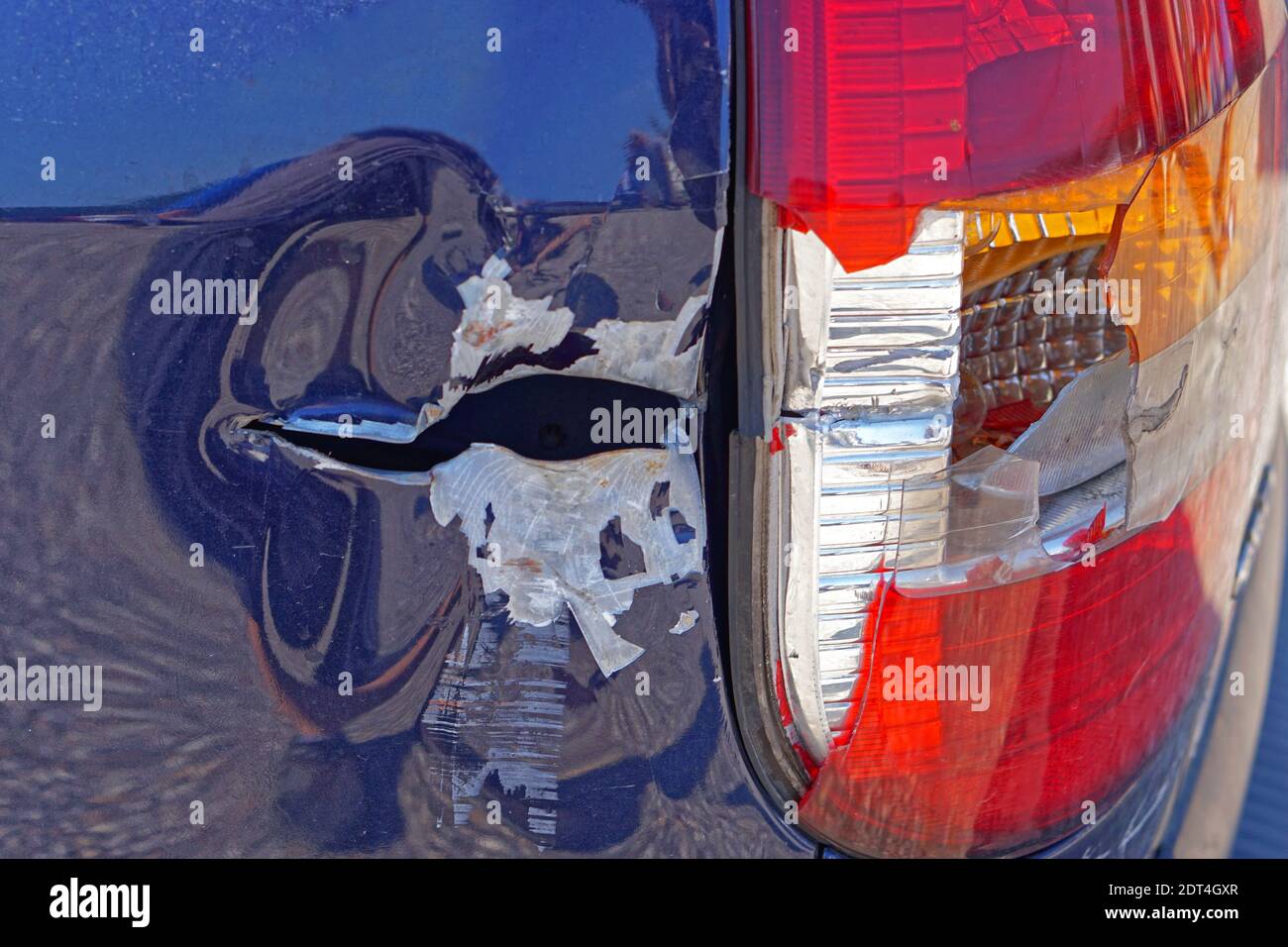 Broken rear lights car damage traffic accident Stock Photo Alamy