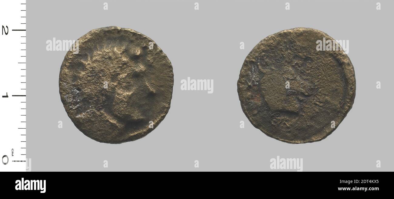 Ruler: Antiochus I Soter, Seleucid King, ca. 324–261 B.C., ruled 281–261, Mint: Dura, Coin of Antiochus I Soter, Seleucid King from Dura, ca. 280–276 B.C., Bronze, 2.82 g, 3:00, 17.5 mm, Made in Dura, Greek, 3rd century B.C., Numismatics Stock Photo