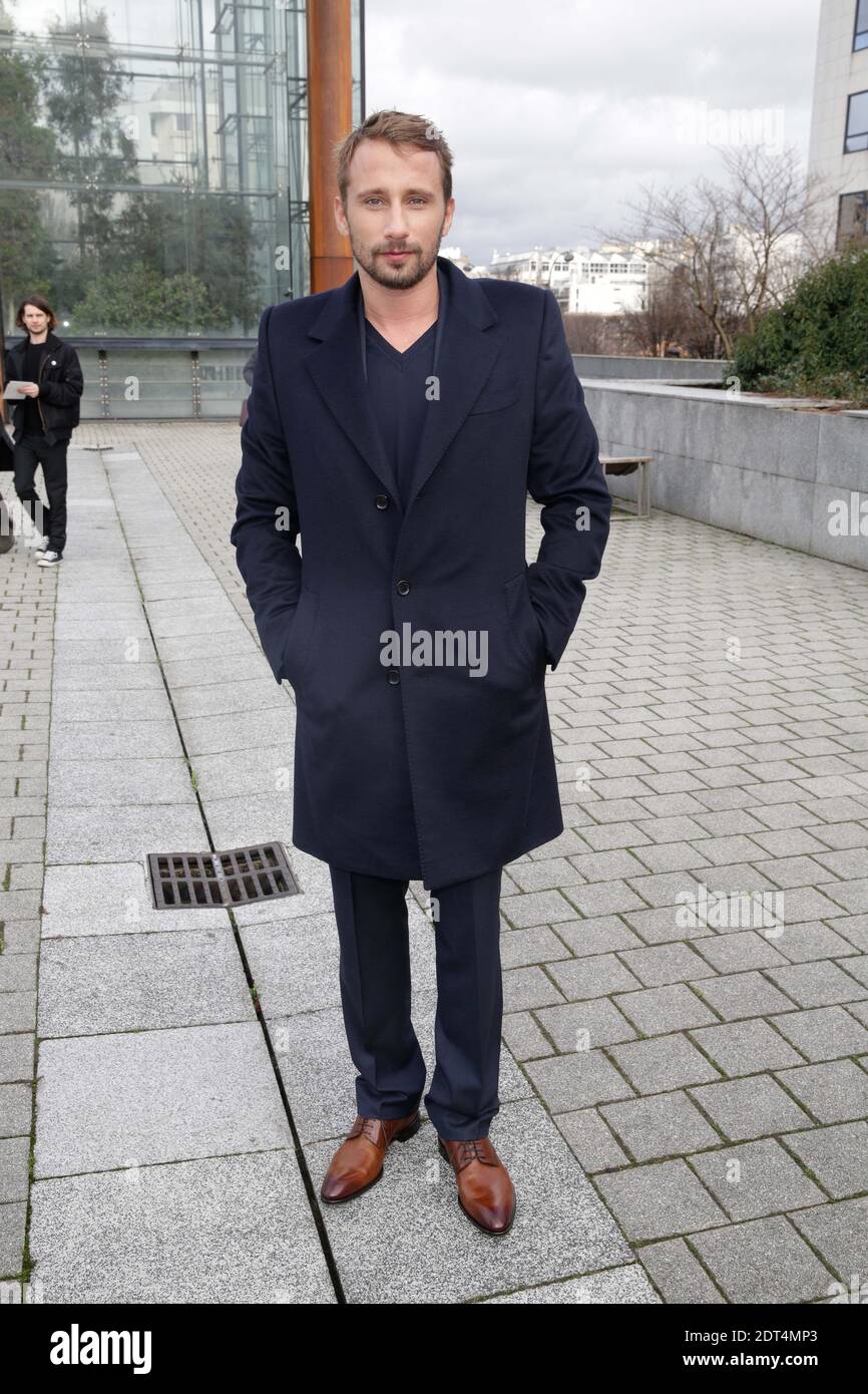 Matthias Schoenaerts arriving for the Louis Vuitton collection presentation  as part of the Men's Fall-Winter 2014/2015 Paris Fashion Week held at Serre  Andre Citroen in Paris, France on January 16, 2014. Photo