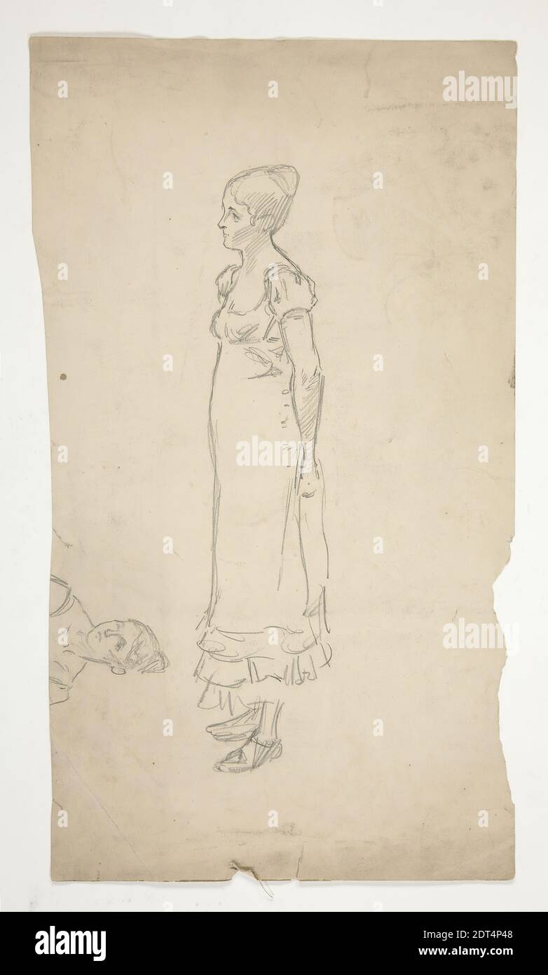 Artist: Edwin Austin Abbey, American, 1852–1911, M.A., 1897, Study of a woman, standing in profile, Graphite, Wove, 37.5 × 21.8 cm (14 3/4 × 8 9/16 in.), Made in United States, American, 19th century, Works on Paper - Drawings and Watercolors Stock Photo
