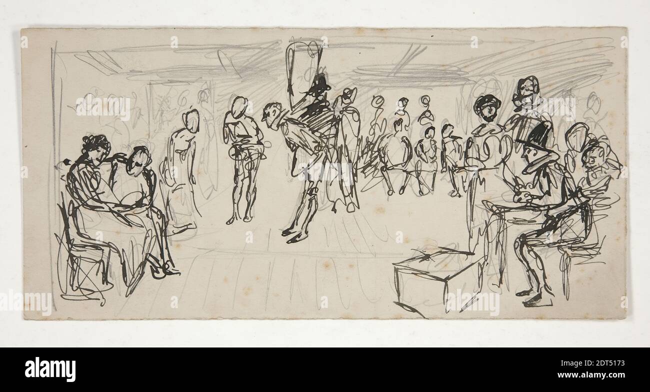 Artist: Edwin Austin Abbey, American, 1852–1911, M.A., 1897, Study for a Matrimonial Speculation, Pen and ink, graphite, Wove, 10.1 × 20.8 cm (4 × 8 3/16 in.), Made in United States, American, 19th century, Works on Paper - Drawings and Watercolors Stock Photo