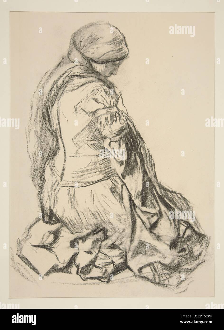 Artist: Edwin Austin Abbey, American, 1852–1911, M.A., 1897, Drapery study for Galahad Departs in The Quest of the Holy Grail mural series at Boston Public Library, Black chalk, 49.4 × 31.1 cm (19 7/16 × 12 1/4 in.), Made in United States, American, 19th century, Works on Paper - Drawings and Watercolors Stock Photo