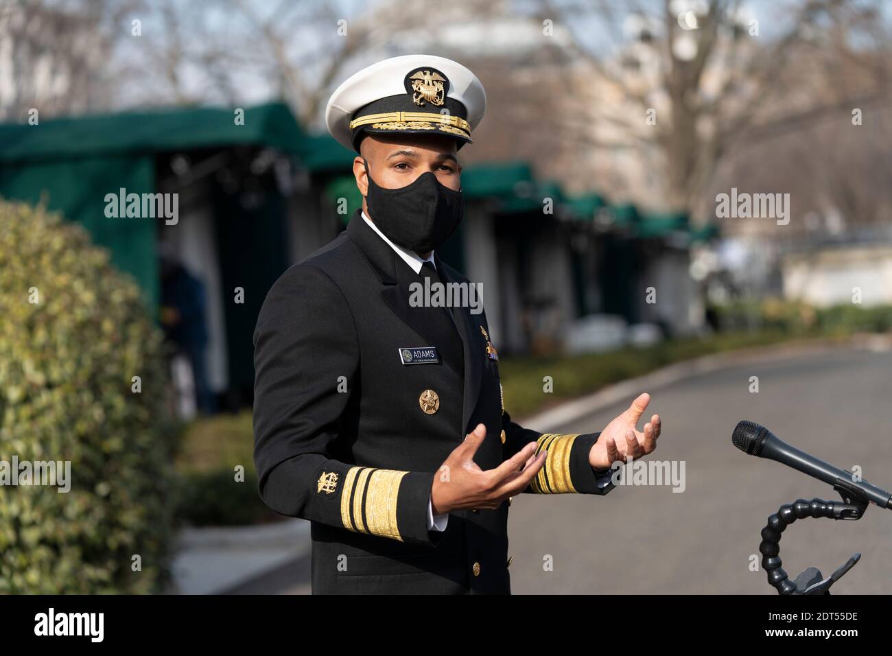 Surgeon General of the United States VADM Jerome M. Adams, M.D., M.P.H speaks to the media at the White House, in Washington, DC, December 21, 2020. Credit: Chris Kleponis/Pool via CNP /MediaPunch Stock Photo