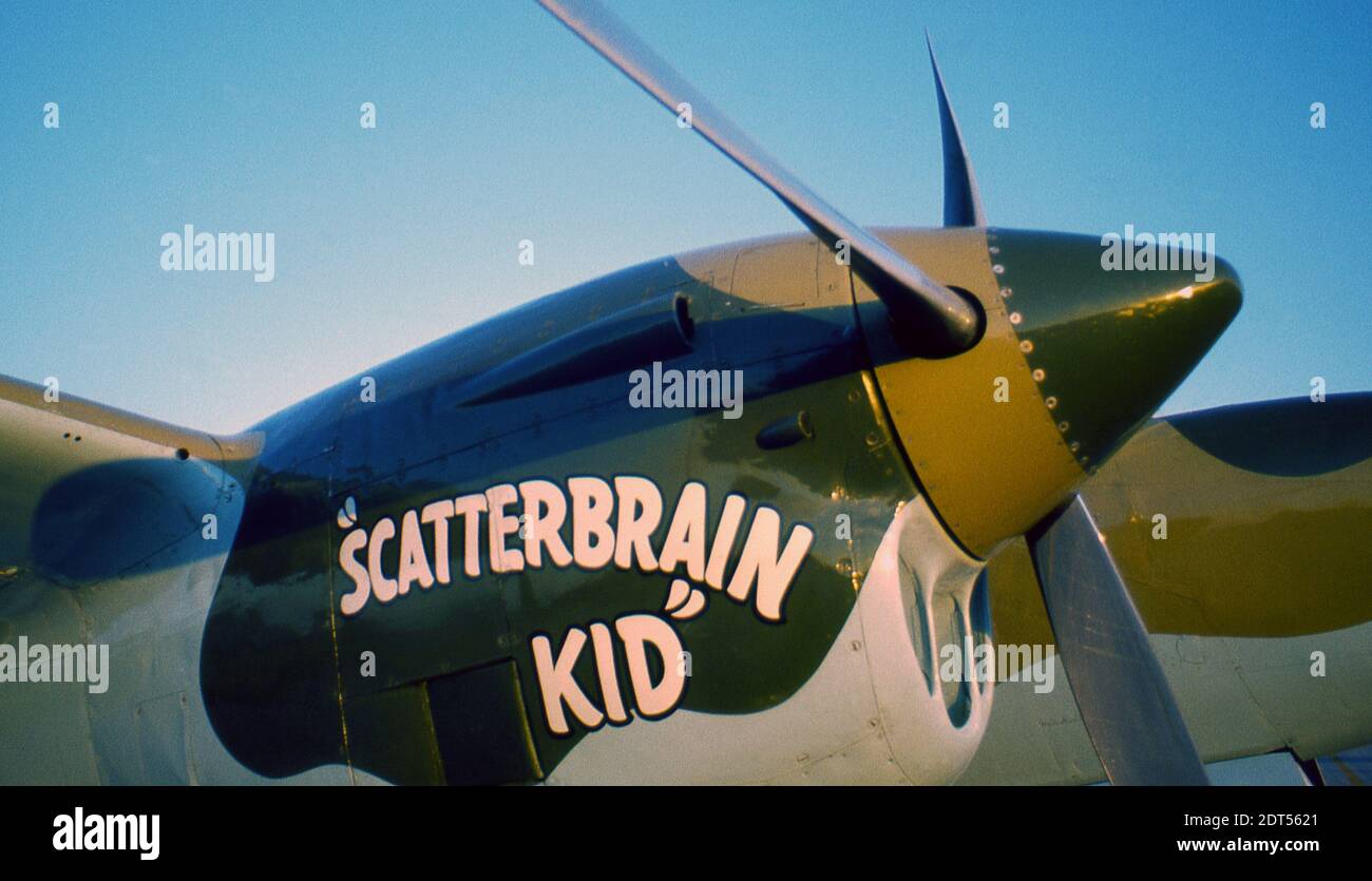 Wartime art painted on the fuselage of various fighters and bombers. Stock Photo