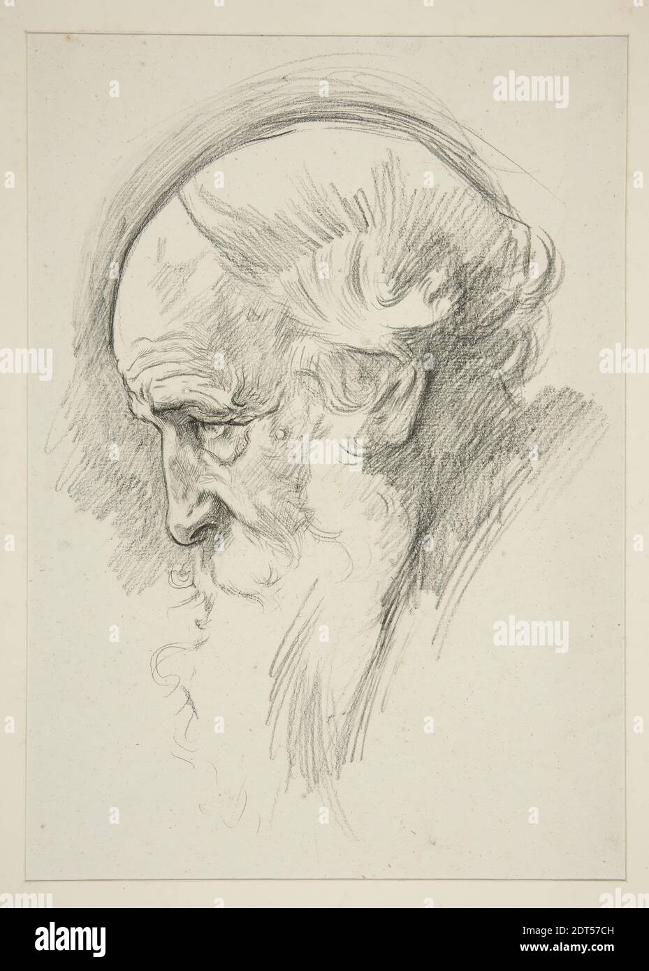 Artist: Edwin Austin Abbey, American, 1852–1911, M.A., 1897, Portrait of an old bearded man, in profile, Black chalk, Heavy white laid, 44.6 × 32.7 cm (17 9/16 × 12 7/8 in.), Made in United States, American, 19th century, Works on Paper - Drawings and Watercolors Stock Photo