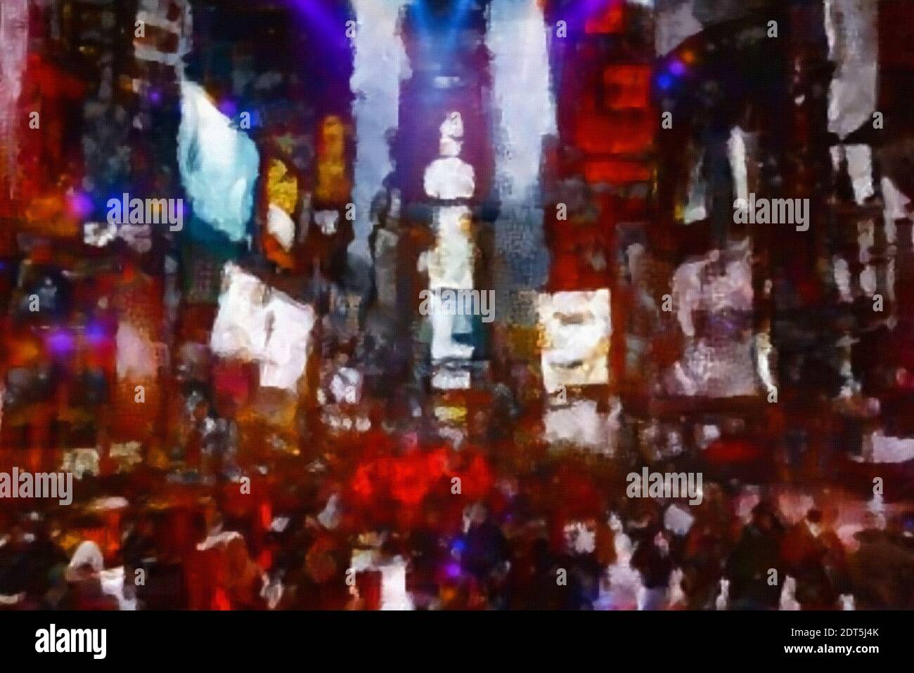 Times square. Abstract colorful oil painting. 3D rendering Stock Photo
