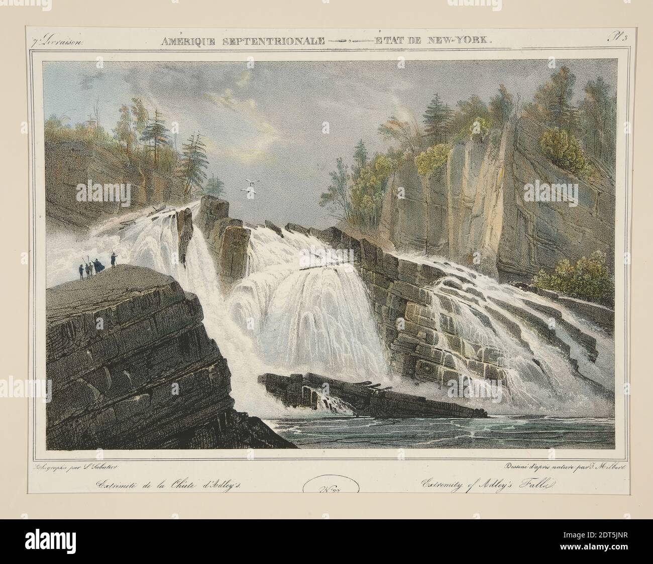 After: Jacques Gerard Milbert, French, 1766–1840, Adley’s Falls: Milbert series -#27 in a set of 54, ca. 1800, Color lithograph, sheet: 24.7 × 31.5 cm (9 3/4 × 12 3/8 in.), French, 18th–19th century, Works on Paper - Prints Stock Photo