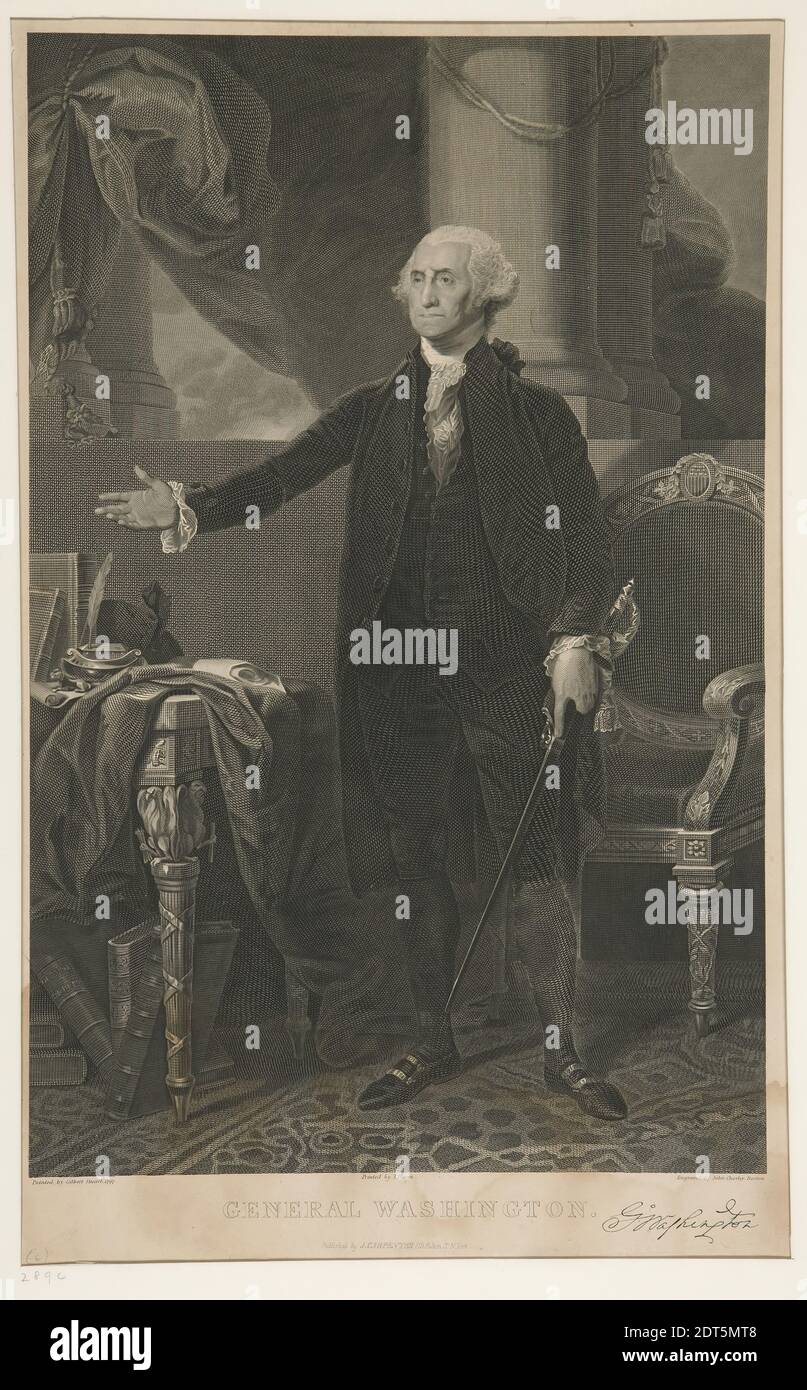 Artist: John Chorley, American, After: Gilbert Stuart, American, 1755–1828, General Wahington. G Washington, n.d. (after 1797 painting), Engraving, image: 50.9 × 33 cm (20 1/16 × 13 in.), Made in United States, American, 19th century, Works on Paper - Prints Stock Photo