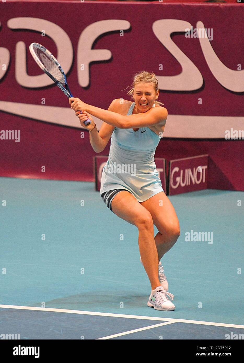 Russian tennis star Maria Sharapova during her first round match at the