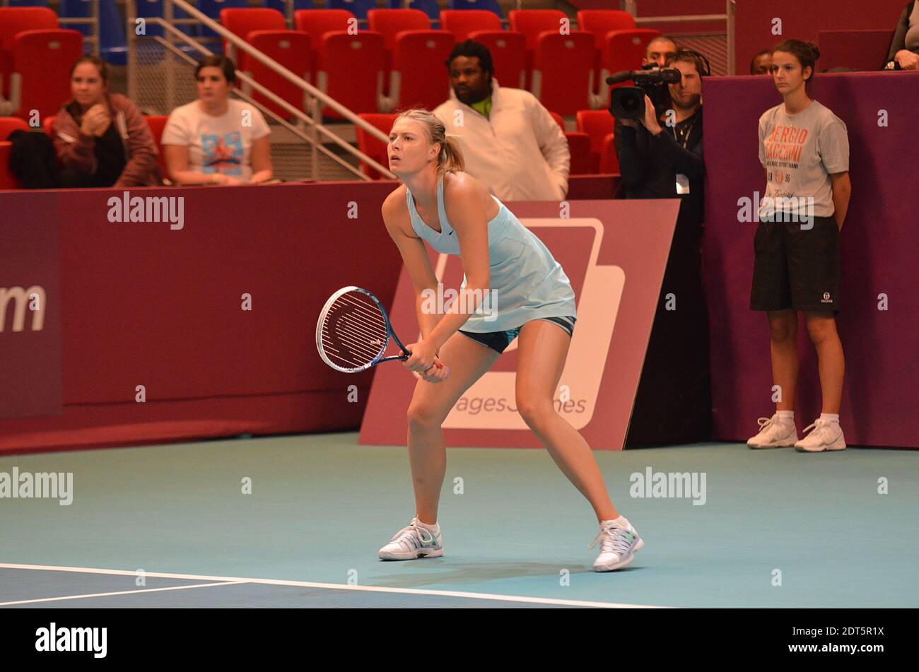 Russian tennis star Maria Sharapova during her first round match at the