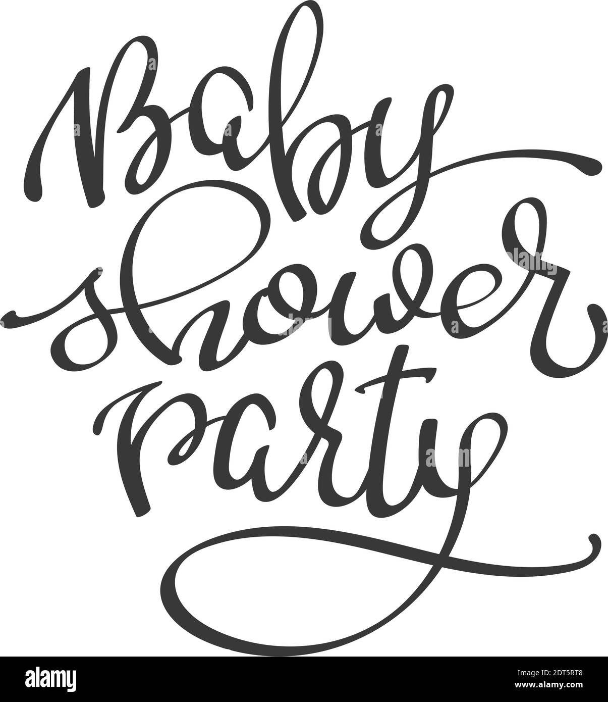 Vector lettering words Baby Shower Party. Hand drawn phrase isolated on