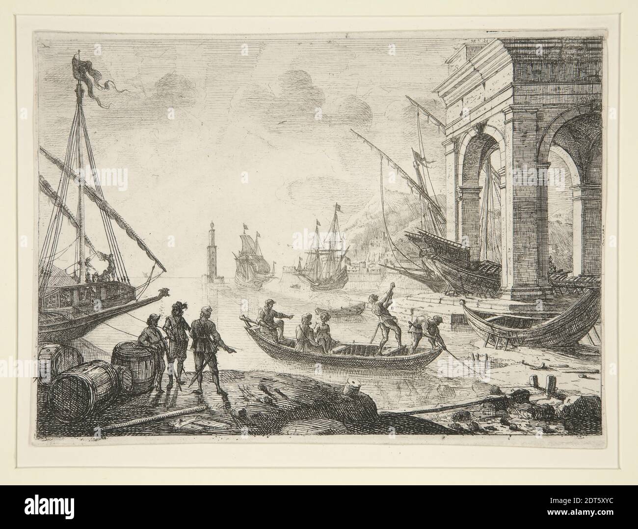 Artist: Claude Gellée, called Claude Lorrain, French, active Rome, 1604–1682, Port de Mer au Fanal, Etching, sheet: 14.2 × 19.8 cm (5 9/16 × 7 13/16 in.), Made in France, French, 17th century, Works on Paper - Prints Stock Photo