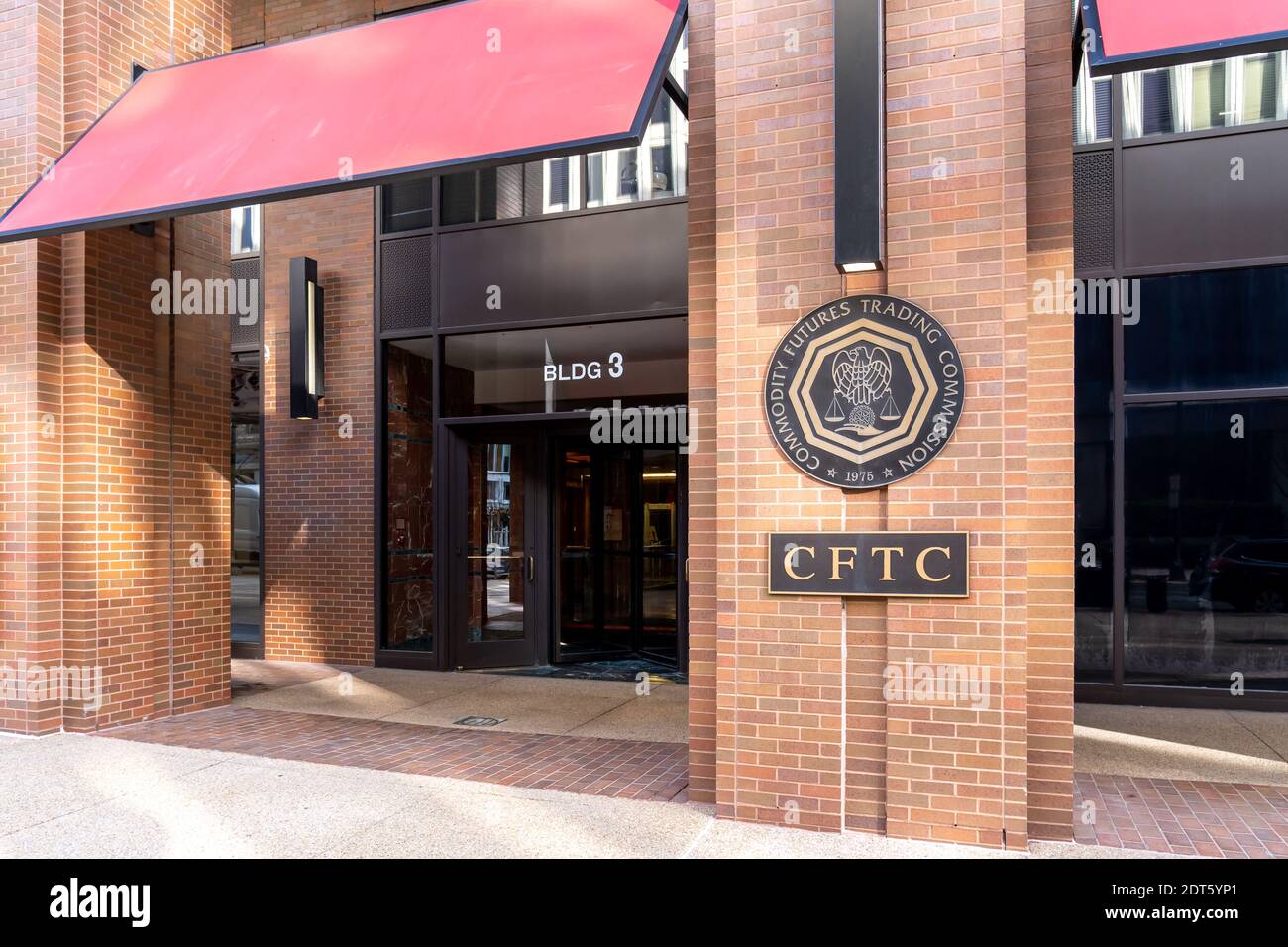 Entrance to the U.S. Commodity Futures Trading Commission (CFTC) on their headquarters building in Washington Stock Photo