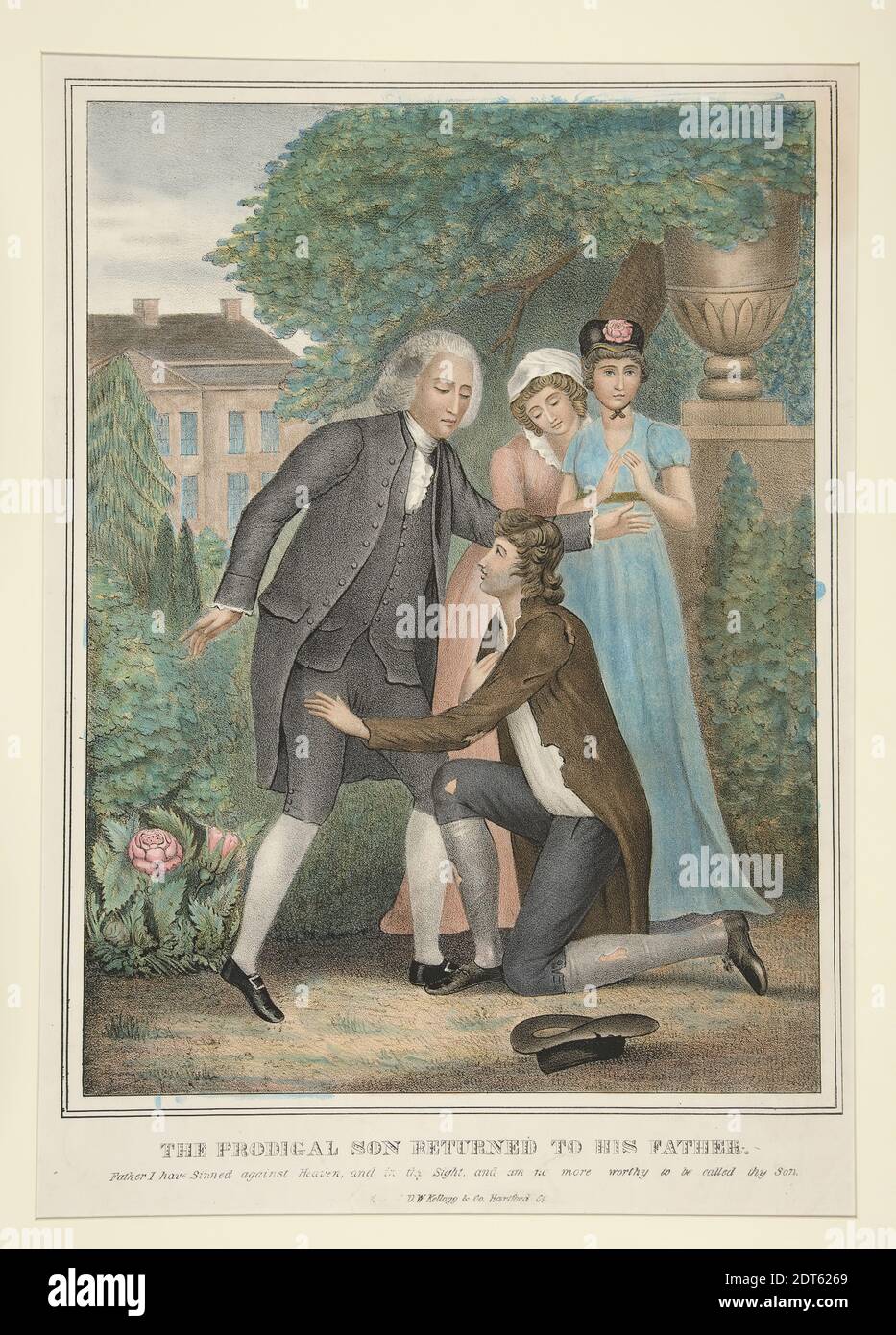 Artist: D. W. Kellogg &amp; Co., active Hartford, Conn., 1830–1840, The Prodigal Son Returned to His Father, Lithograph, sheet: 46.5 × 34 cm (18 5/16 × 13 3/8 in.), Made in United States, American, 19th century, Works on Paper - Prints Stock Photo