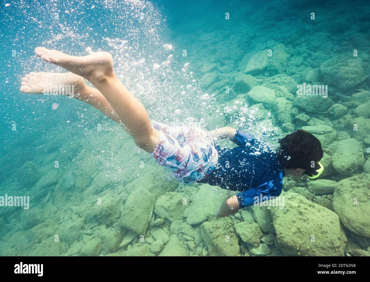 Young boy snorkeling underwater Stock Photo Alamy