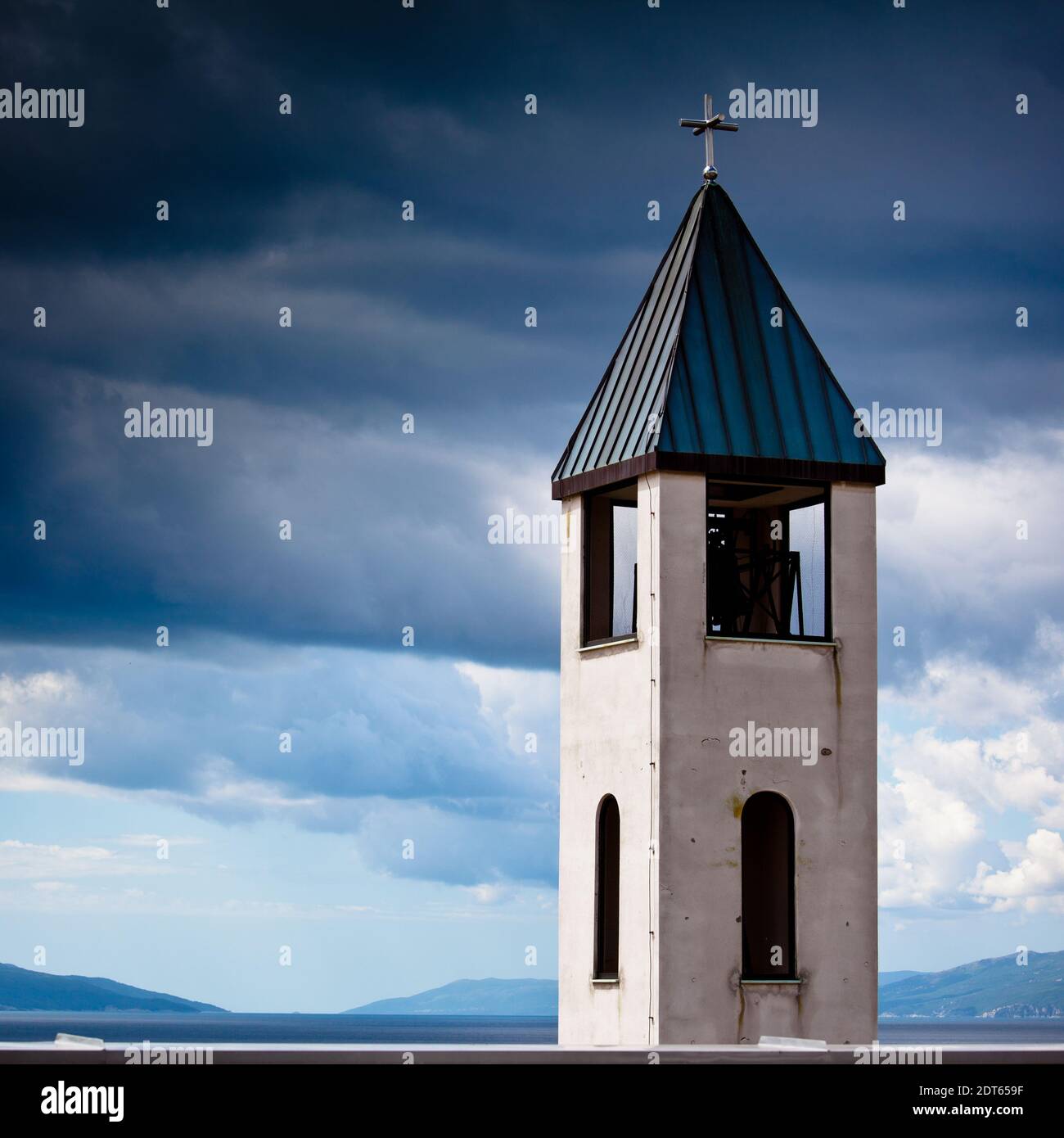 church tower with cloudy sky Stock Photo - Alamy