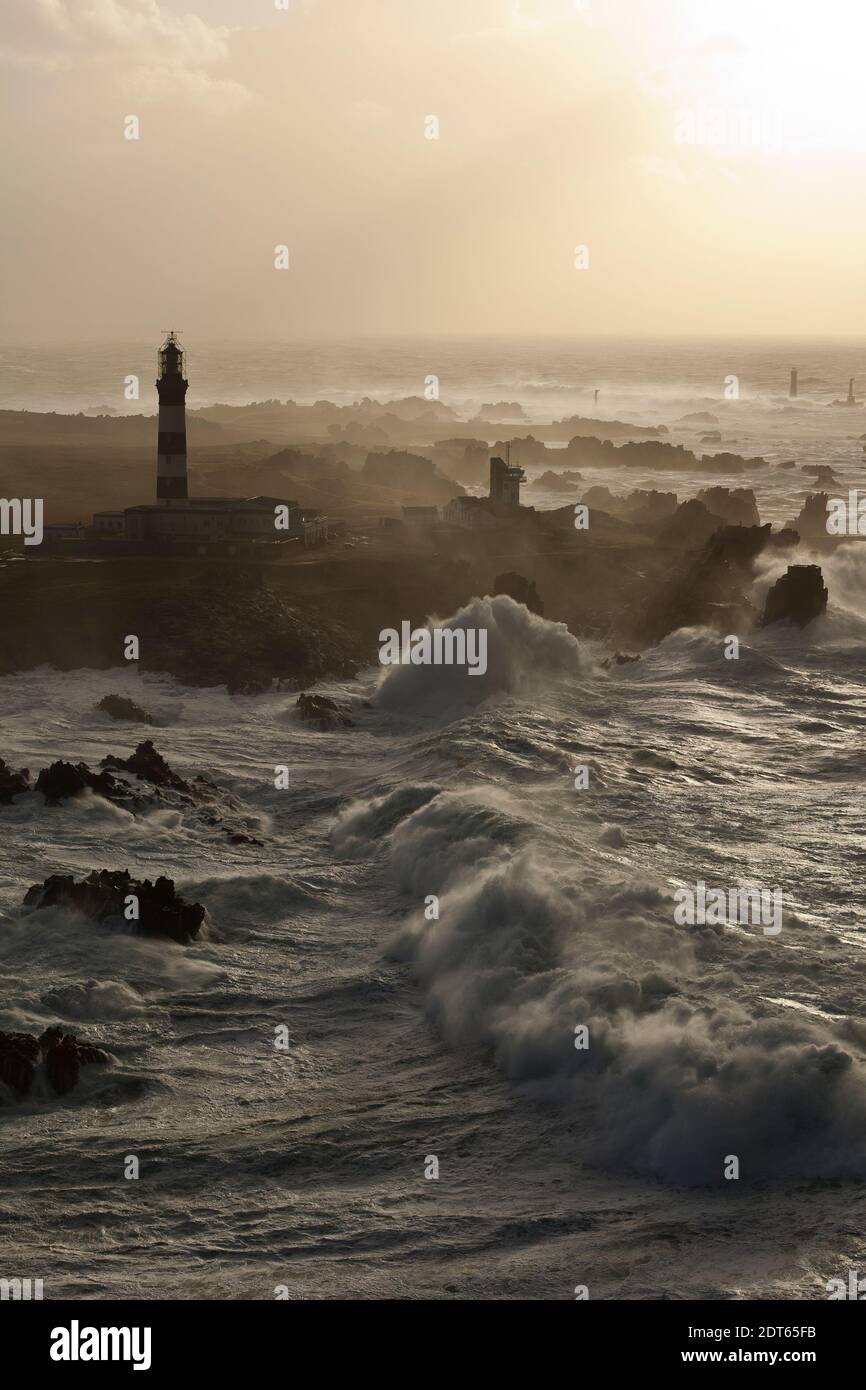 The lighthouse at Le Creac'h in Brittany, France on February 1, 2014. Photo by Jean Guichard/ABACAPRESS.COM Stock Photo