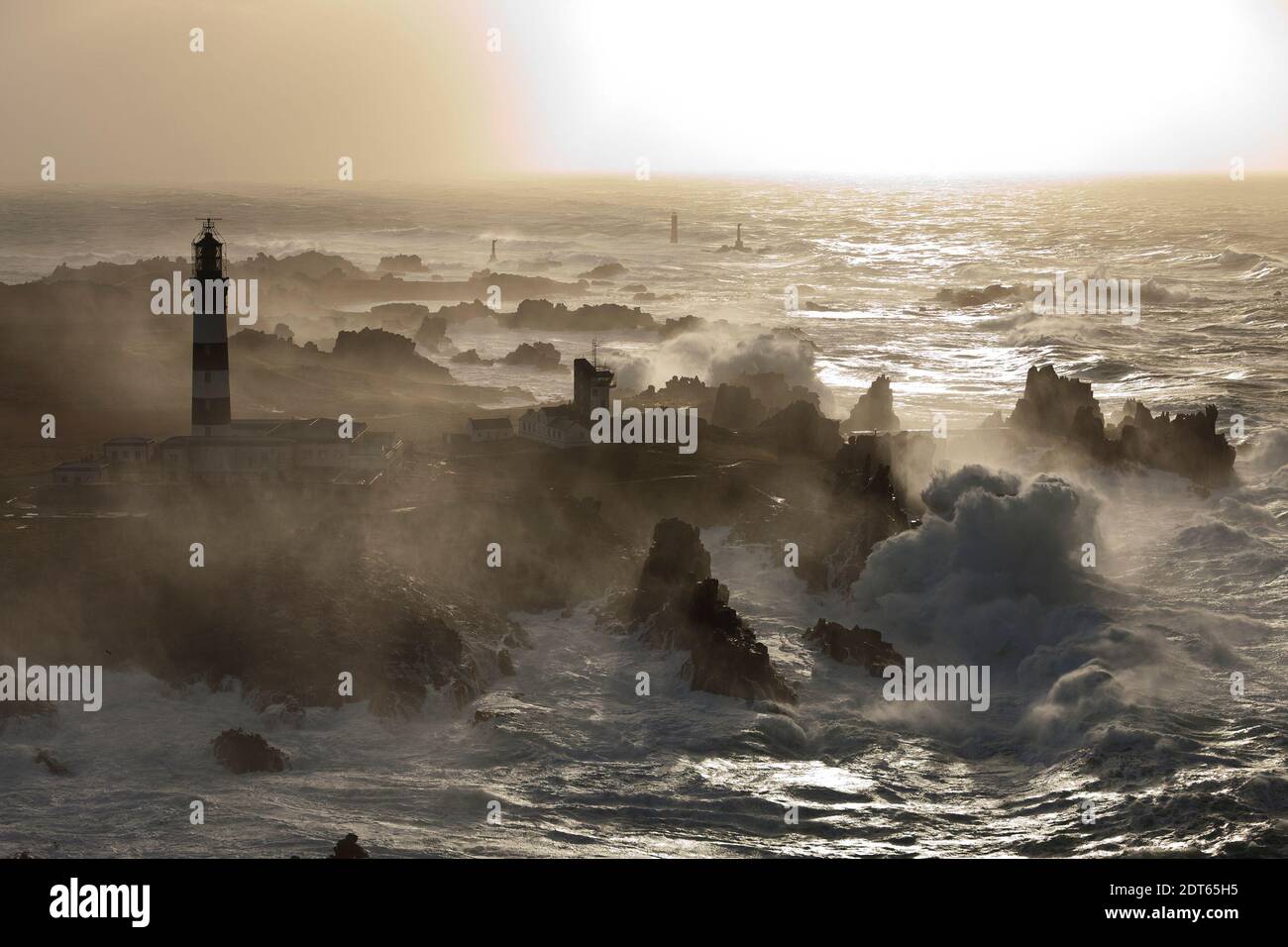 The lighthouse at Le Creac'h in Brittany, France on February 1, 2014. Photo by Jean Guichard/ABACAPRESS.COM Stock Photo