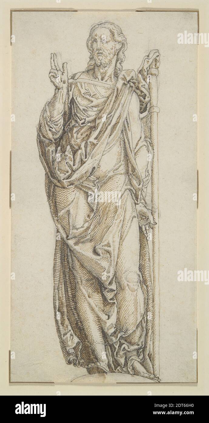 Artist, circle of: Lambert Lombard, Flemish, 1506–1566, Study for a Draped Figure of Christ, 16th–17th century, Pen and light and dark brown ink over graphite, sheet: 19.5 × 9.8 cm (7 11/16 × 3 7/8 in.), Made in Flanders, Flemish, 16th–17th century, Works on Paper - Drawings and Watercolors Stock Photo
