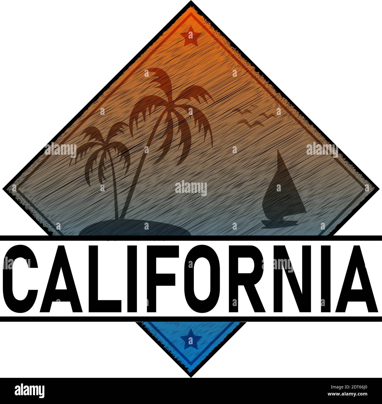 California for t-shirt print , vector illustration on white Stock Vector