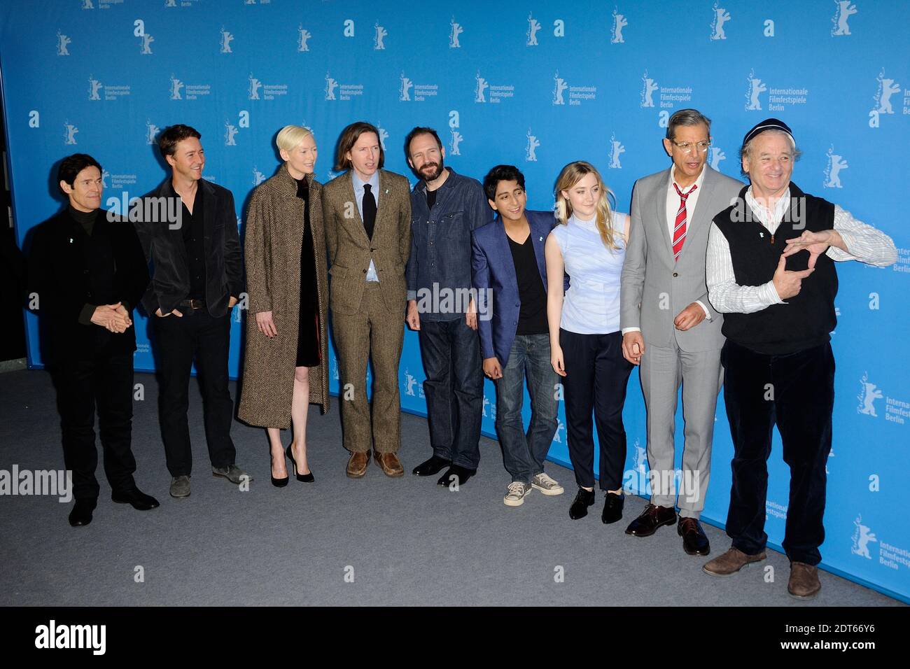 Actors Willem Dafoe, Edward Norton, Tilda Swinton, director Wes Anderson  and actors Ralph Fiennes, Tony Revolori, Saoirse Ronan, Jeff Goldblum and  Bill Murray attending 'The Grand Budapest Hotel' Photocall during the 64th