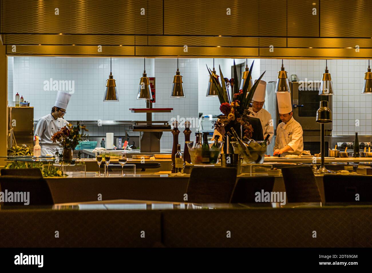 Open Kitchen in Hotel Nippondeira, Shizuoka, Japan Stock Photo