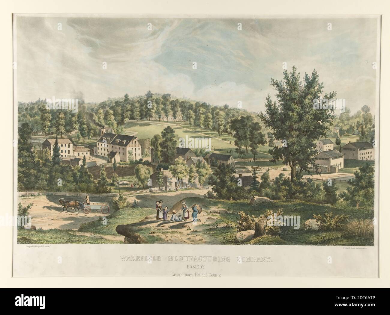 Artist: Benjamin F. Smith, Jr., American, 1830–1927, Wakefield Manufacturing Company. Hosiery. Germantown, Philadelphia County., Colored lithograph, sheet: 50.8 × 71.8 cm (20 × 28 1/4 in.), Made in United States, American, 19th century, Works on Paper - Prints Stock Photo