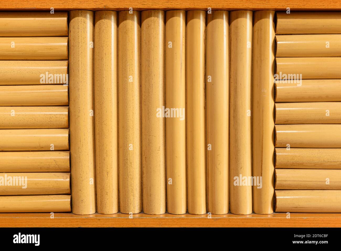 Vertical wooden slatted bamboo texture Stock Photo Alamy