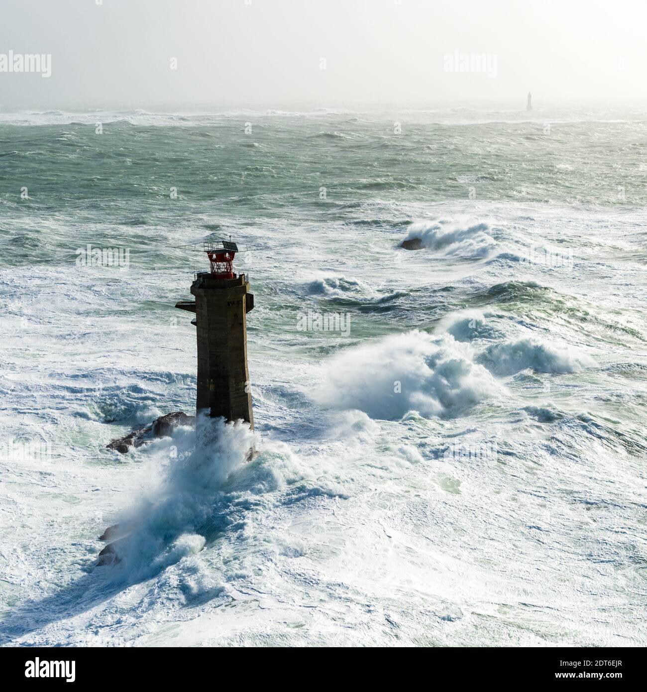 La Jument lighthouse during heavy storm off Brittany, western France on February 5, 2014. Photo by Charles Marion/ABACAPRESS.COM Stock Photo