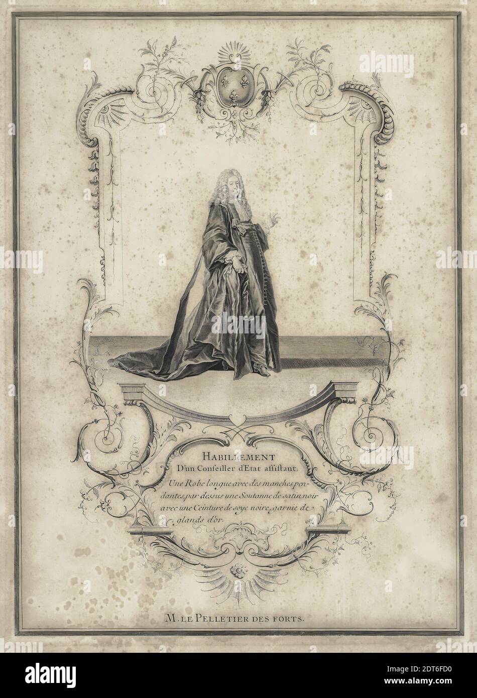 Engraver: Unknown, Design for Robe of Councellor of State / M. le Pelletier  des Forts, Engraving, 20 1/4 × 14 1/2 in. (51.4 × 36.8 cm), Made in France,  French, 18th century, Works on Paper - Prints Stock Photo - Alamy