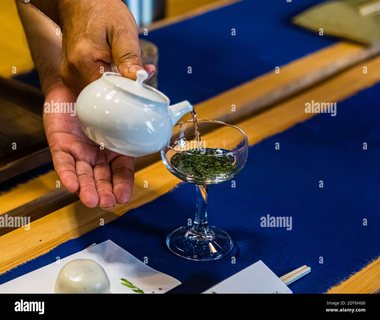 Tasting-Ceremony of Green Tea in Shizuoka, Japan Stock Photo