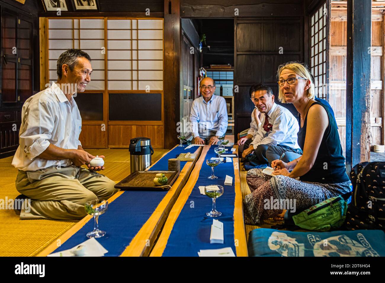 Tasting-Ceremony of Green Tea in Shizuoka, Japan Stock Photo