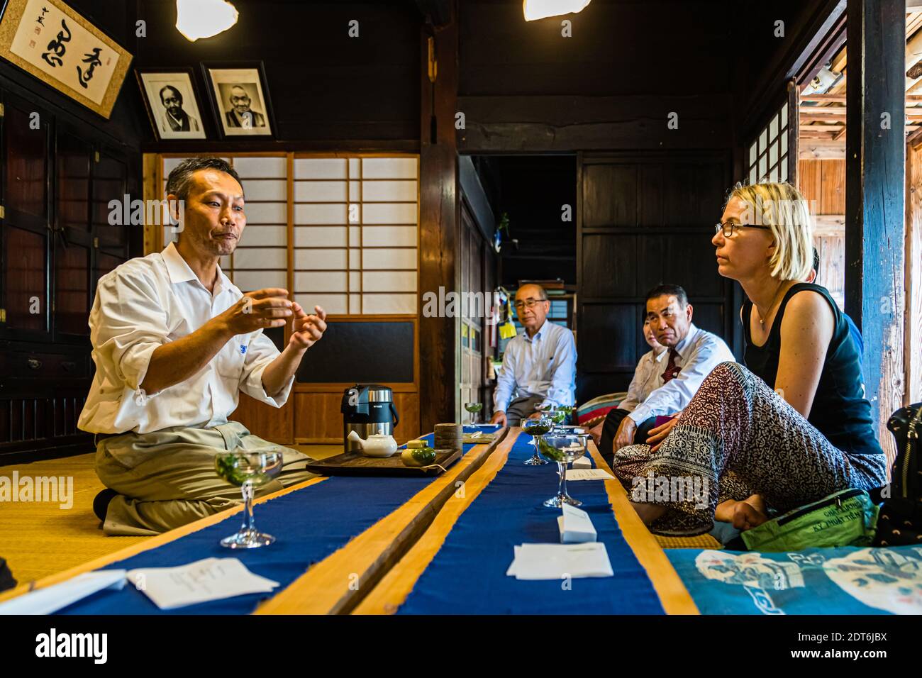 Tasting-Ceremony of Green Tea in Shizuoka, Japan Stock Photo