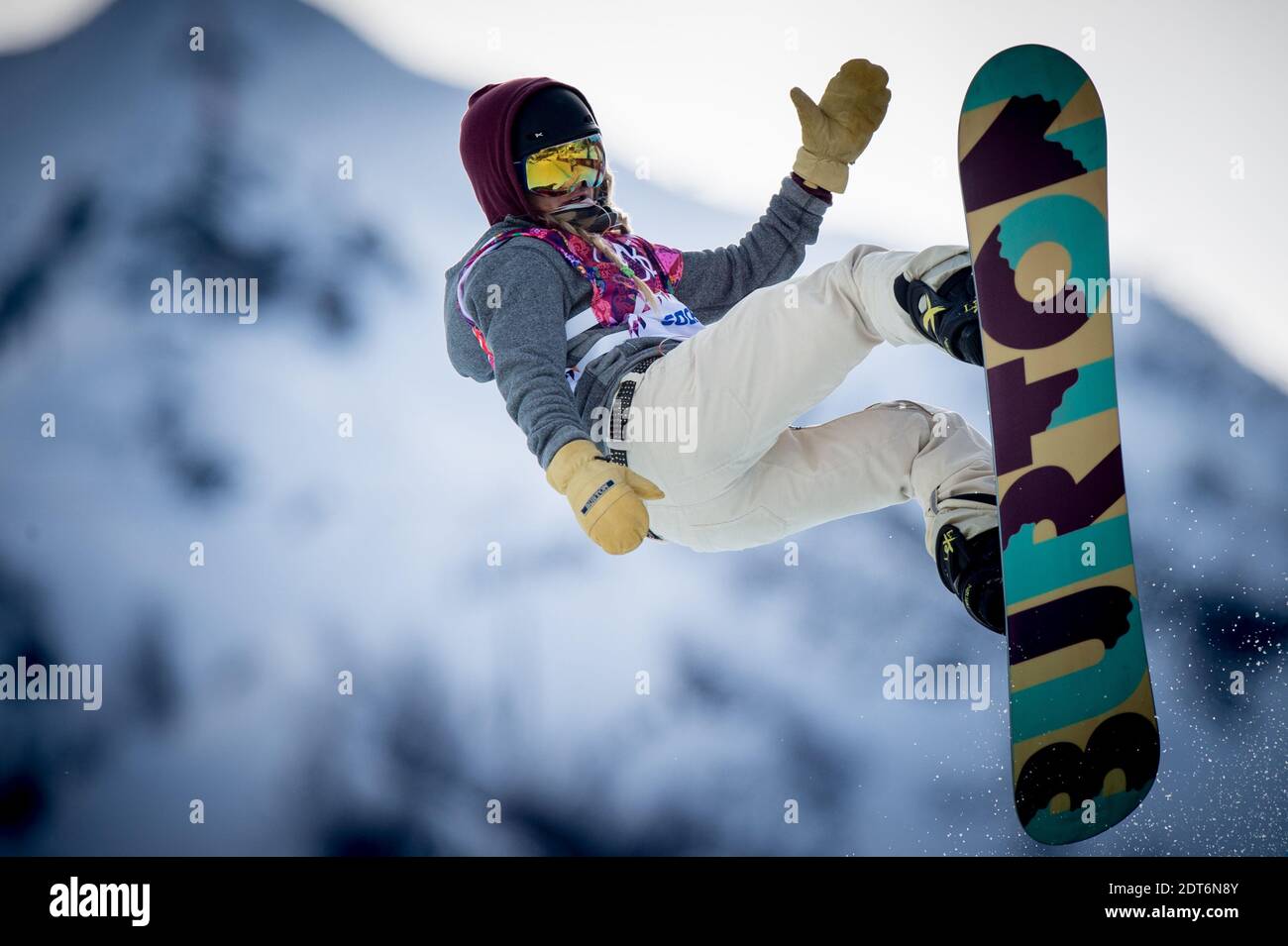 USA's Kelly Clark competes on ladies' Halfpipe snowboard qualification  during at Rosa Khutor Extreme Park during Sochi 2014 Olympic Games, in  Sochi Russia, 12 February 2014. The Sochi 2014 Olympic Games run
