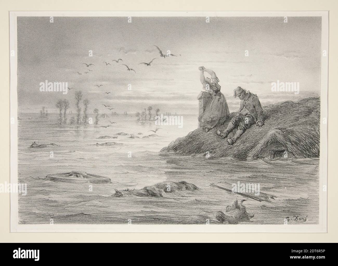 Artist: Gustave Doré, French, 1832–1883, Illustration (A Flood), 19th century, Lithograph, stone: 20.3 × 29.4 cm (8 × 11 9/16 in.), French, 19th century, Works on Paper - Prints Stock Photo