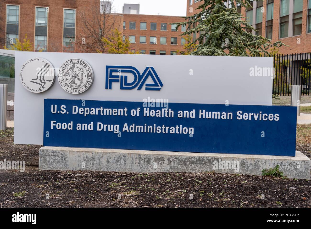 FDA Sign outside their headquarters in Washington DC. Stock Photo