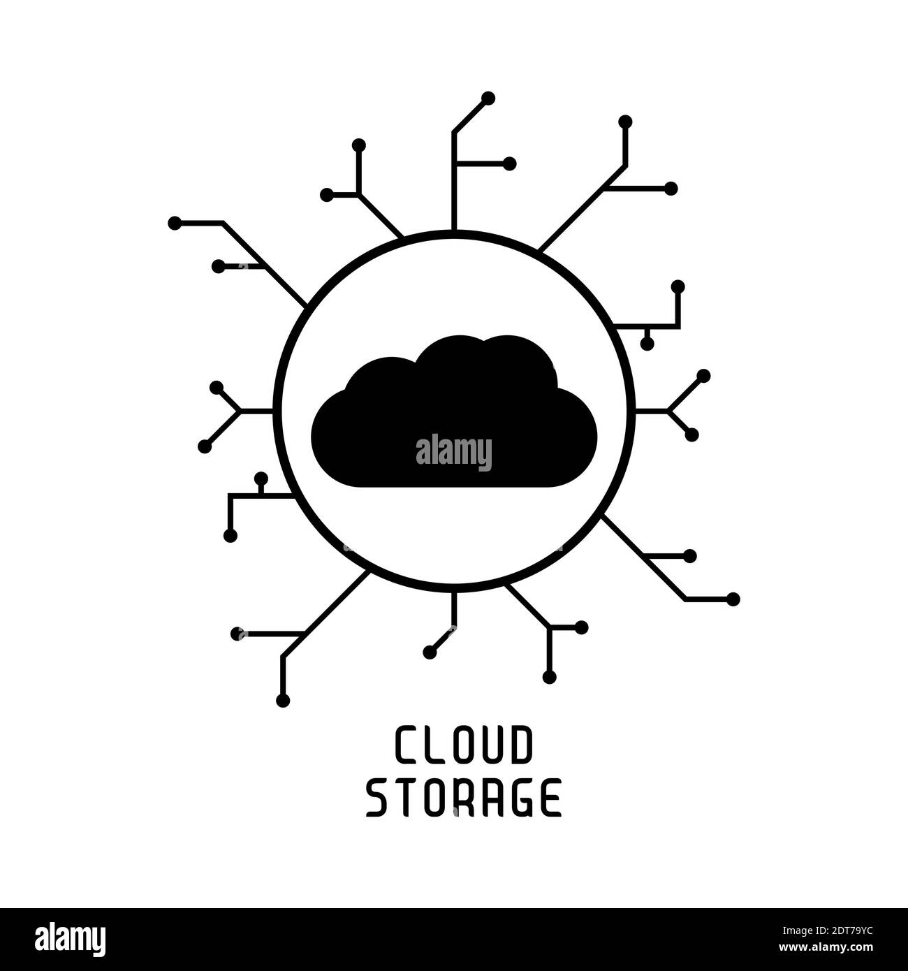 Secure Cloud Technology. Cloud . Protected cloud computing service concept. Vector illustration of protected computer server. Information safety. Stock Vector