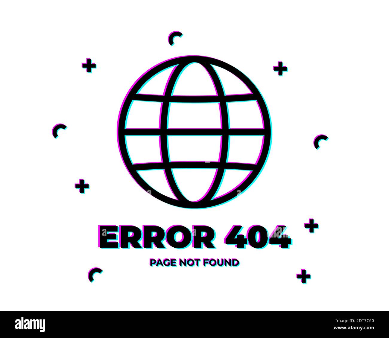Error 404 page not found. Error with glitch effect on screen. Vector illustration for your design Stock Vector
