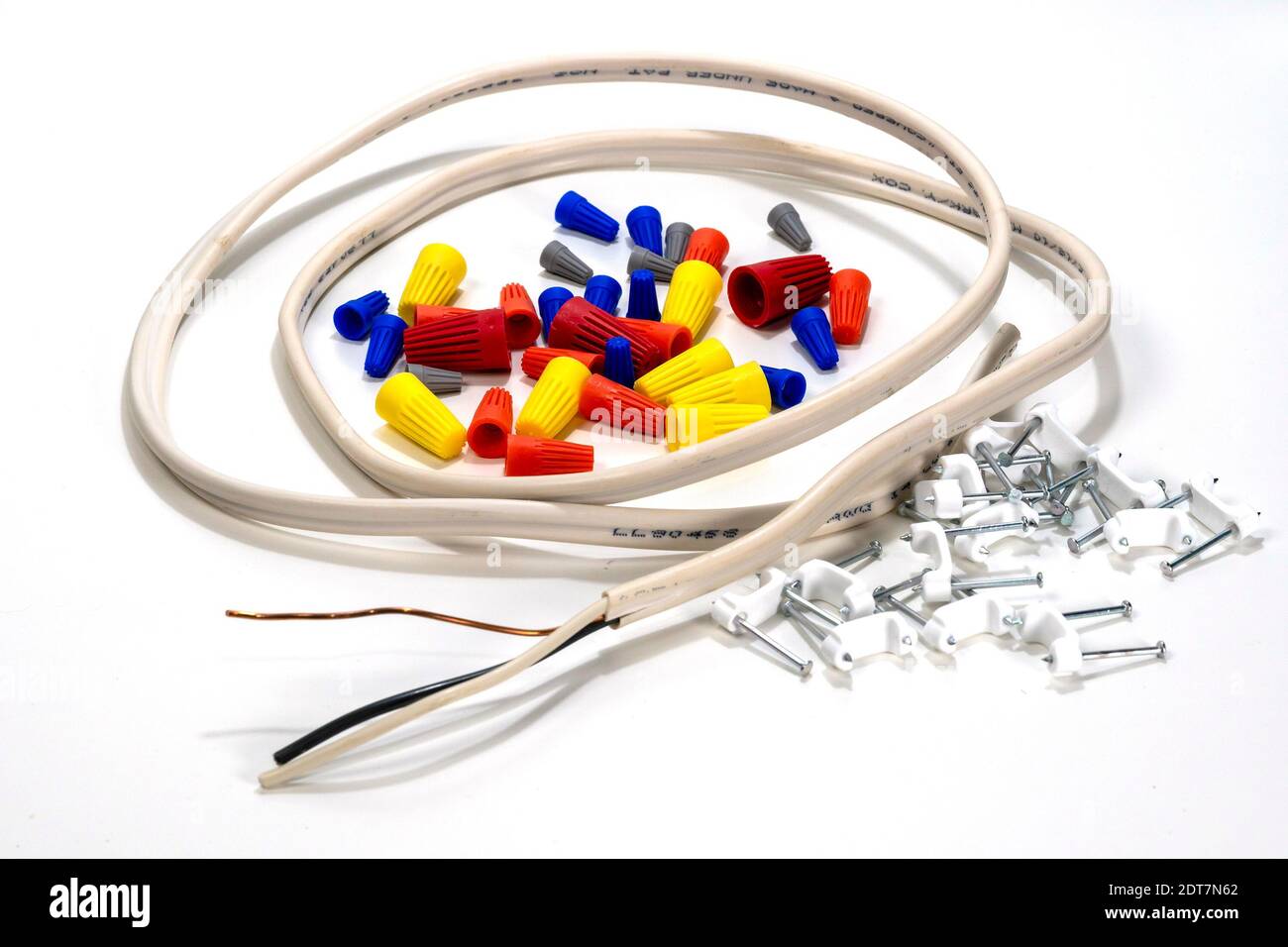 Electrical cable, insulating caps and fasteners used for electrical