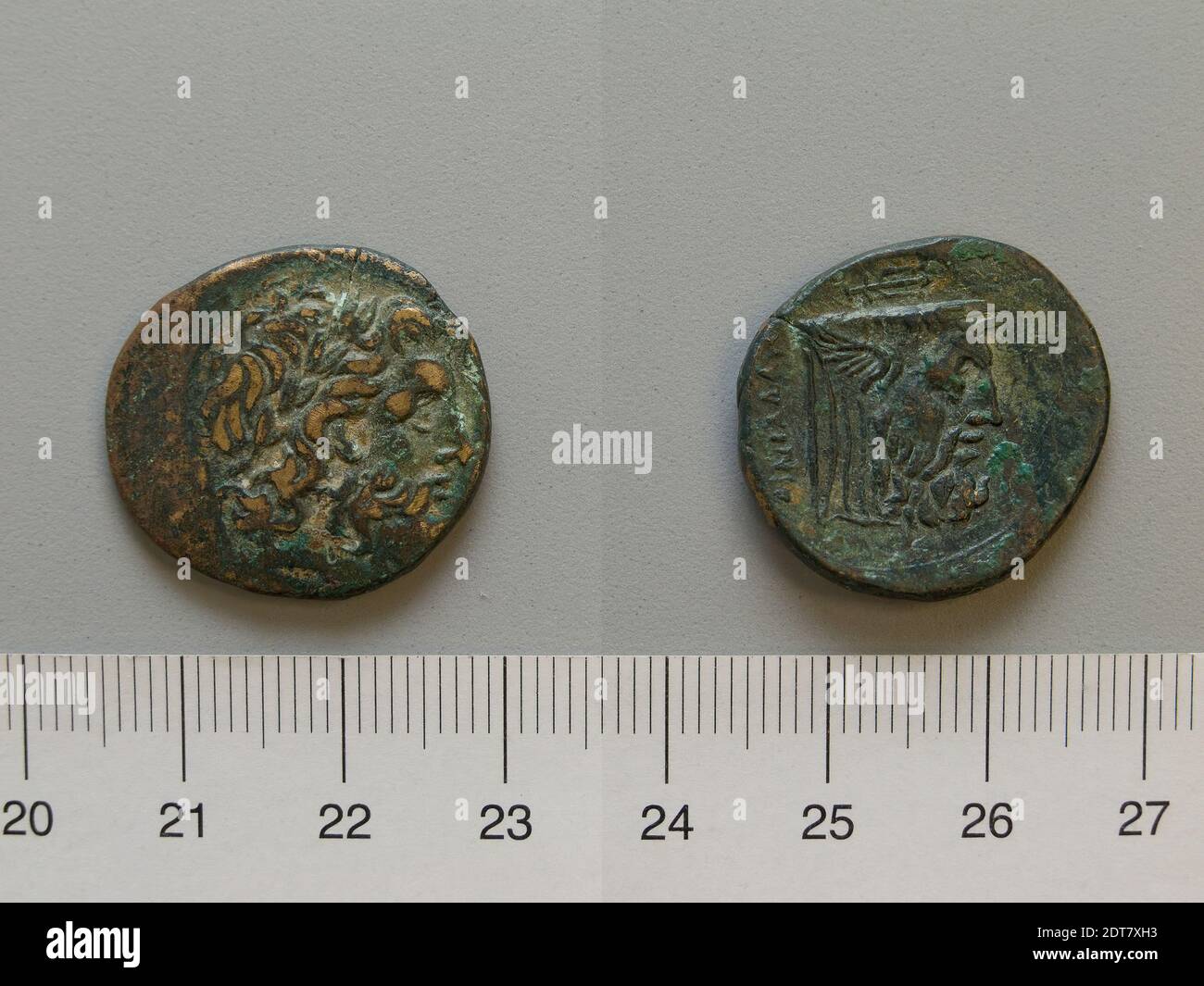 Mint: Oiniadai, Coin from Oiniadai, 219–211 B.C., Copper, 6.99 g, 1:00, 23.5 mm, Made in Oiniadai, Greek, 3rd century B.C., Numismatics Stock Photo
