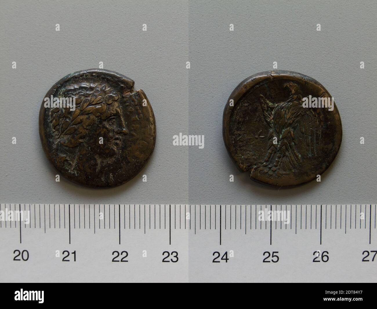 Mint: Syracuse, Coin from Syracuse, 278–276 B.C., Copper, 9.49 g, 4:00, 24 mm, Made in Syracuse, Sicily, Greek, 3rd century B.C., Numismatics Stock Photo