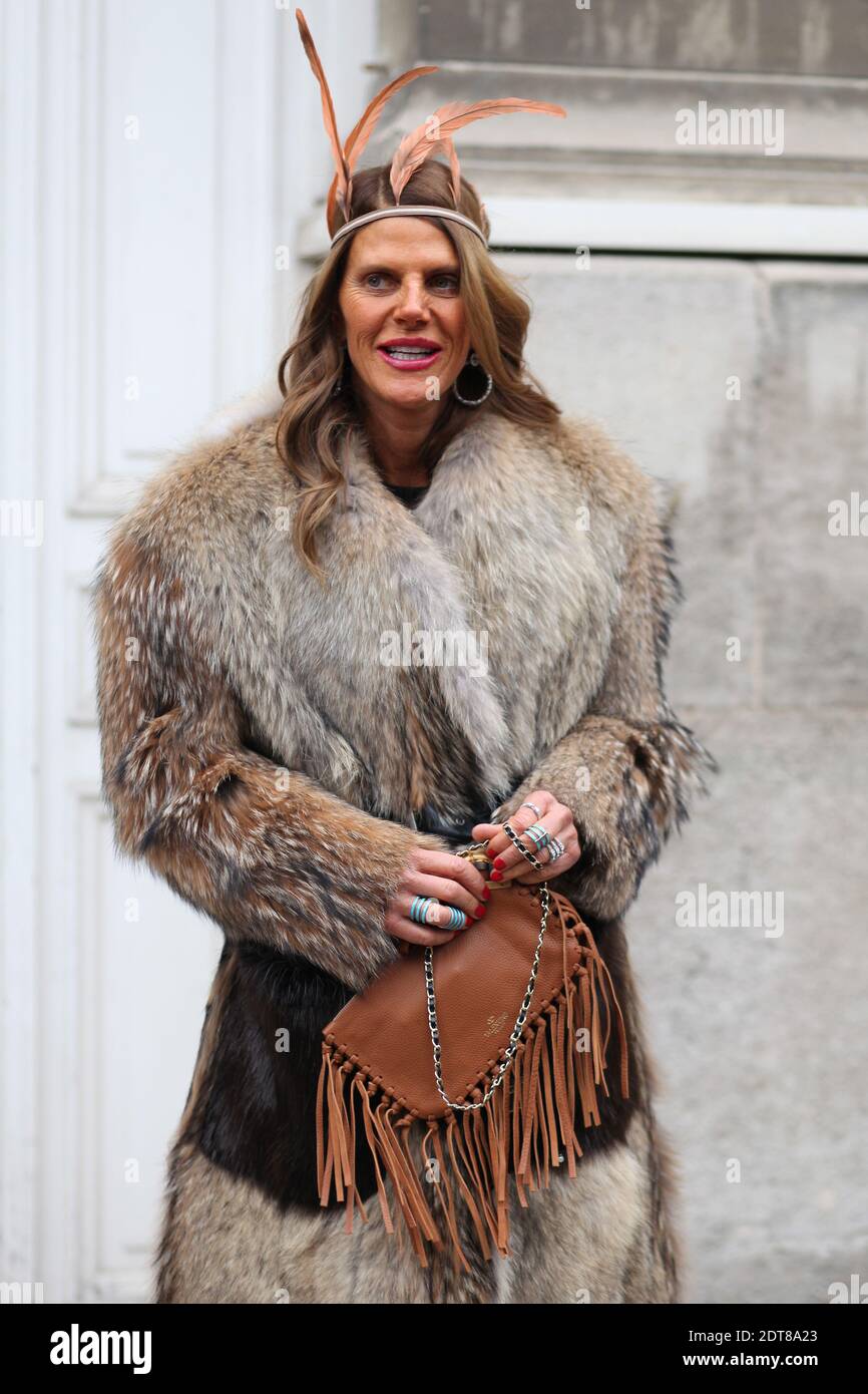 Anna Dello Russo arriving for Giambattista Valli Autumn/Winter 2014-2015  Ready-to-Wear show held at Couvent des Cordeliers, Paris, France on March  3rd, 2014. She is wearing Numero Ventuno coat, Valentino bag and Prada