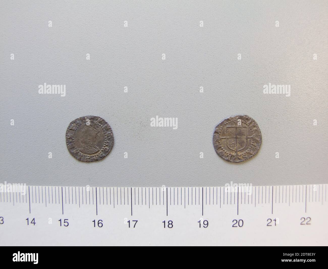 Ruler: Elizabeth I, Queen of England, British, 1533–1603, ruled 1558–1603, Mint: London, 1 Penny of Elizabeth I, Queen of England from London, Silver, 0.49 g, 5:00, 13 mm, Made in London, England, British, 17th century, Numismatics Stock Photo