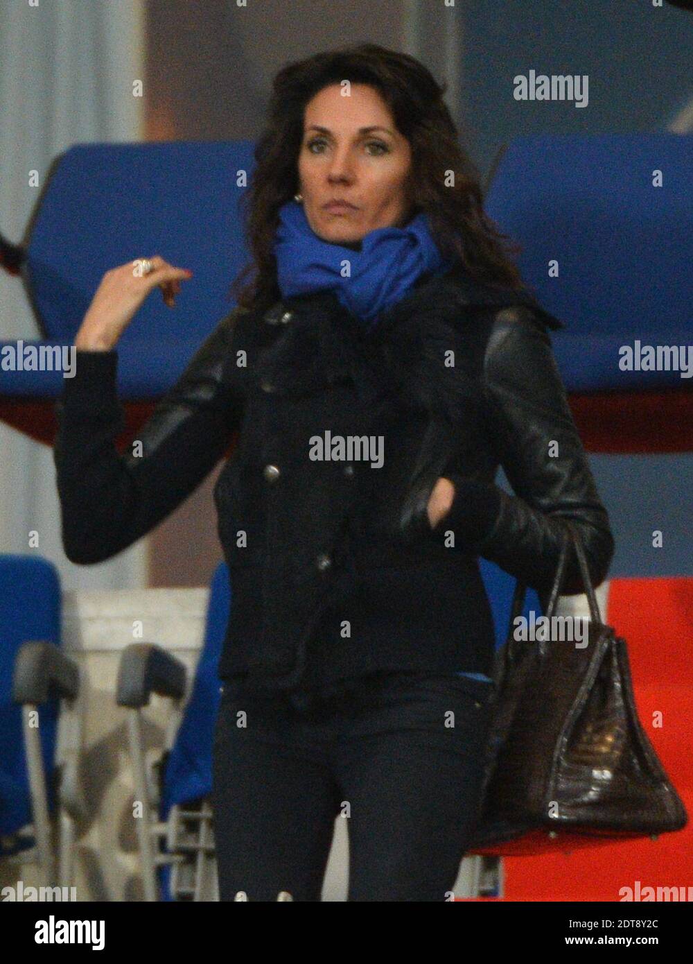 Veronique Zidane watches her son Real Madrid's French midfielder Enzo Zidane, the 18-year-old son of football legend Zinedine Zidane, playing the UEFA Youth League quarter-final football match between Paris Saint-Germain (PSG) and Real Madrid at the Charlety Stadium in Paris, France, on March 11, 2014. Photo by Christian Liewig/ABACAPRESS.COM Stock Photo