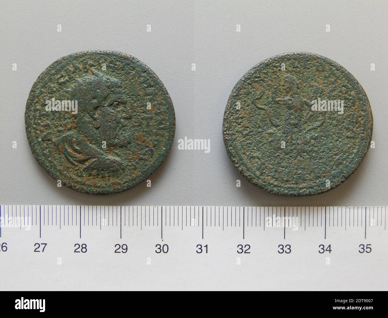 Ruler: Pupienus, ca. 165–238, ruled 238, Mint: Tarsus, Coin of Pupienus from Tarsus, A.D. 238, Copper, 29.09 g, 6:00, 37 mm, Made in Tarsus, Cilicia, Greek, 3rd century A.D., Numismatics Stock Photo