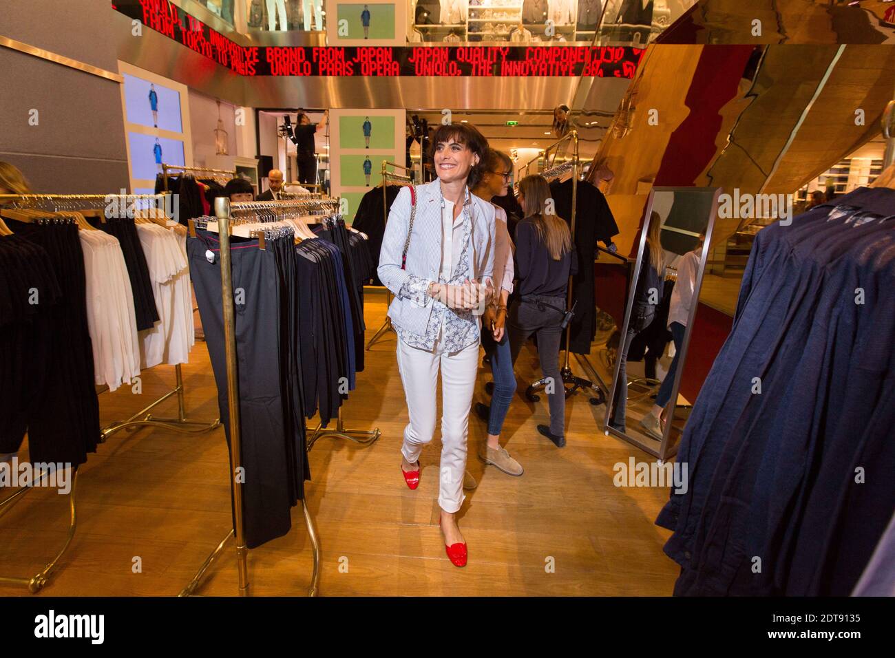 Ines de La Fressange pictured attending the launch party of her new  collection for Uniqlo, at