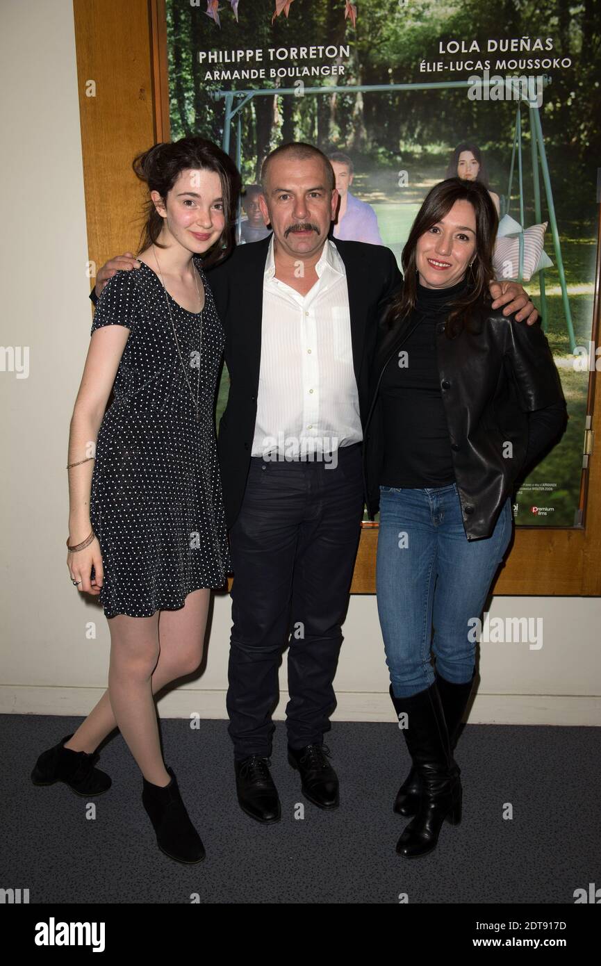Armande Boulanger, Philippe Torreton and Lola Duenas attending the premiere  of the film 'La Piece Manquante' directed by filmmaker Nicolas Birkenstock  at The Arlequin Cinema, in Paris, France on March 13, 2014.