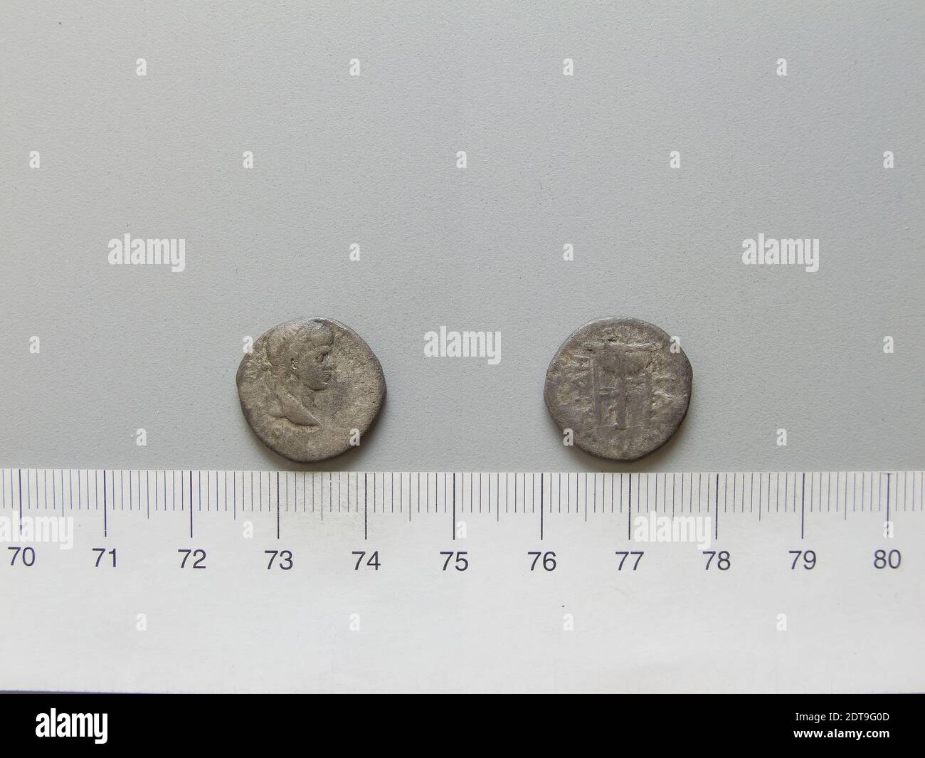 Ruler: Nero, Emperor of Rome, Roman, A.D. 37–68, ruled A.D. 54–68, Mint: Antioch, 1 Drachm of Nero, Emperor of Rome from Antioch, A.D. 56–57, Silver, 3.34 g, 12:00, 16.5 mm, Made in Antioch, Syria, Greek, 1st century A.D., Numismatics Stock Photo