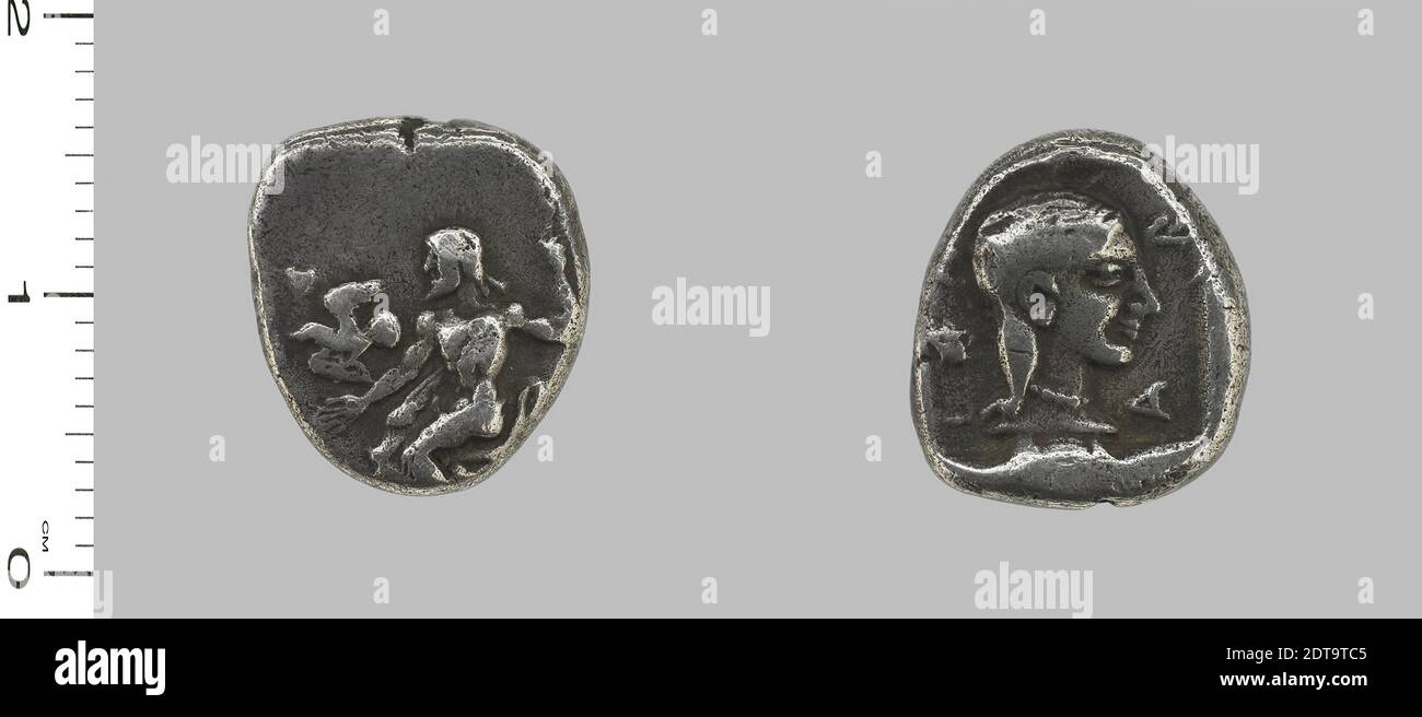 Mint: Arcadian League, Hemidrachm from Arcadian League, 477–428 B.C., Silver, 2.92 g, 6:00, 14 mm, Made in Arcadian League, Arcadia, Greek, 5th century B.C., Numismatics Stock Photo
